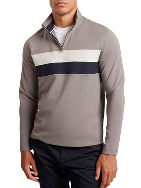 NWT Ted Baker Light Gray Half-Zip size XXL